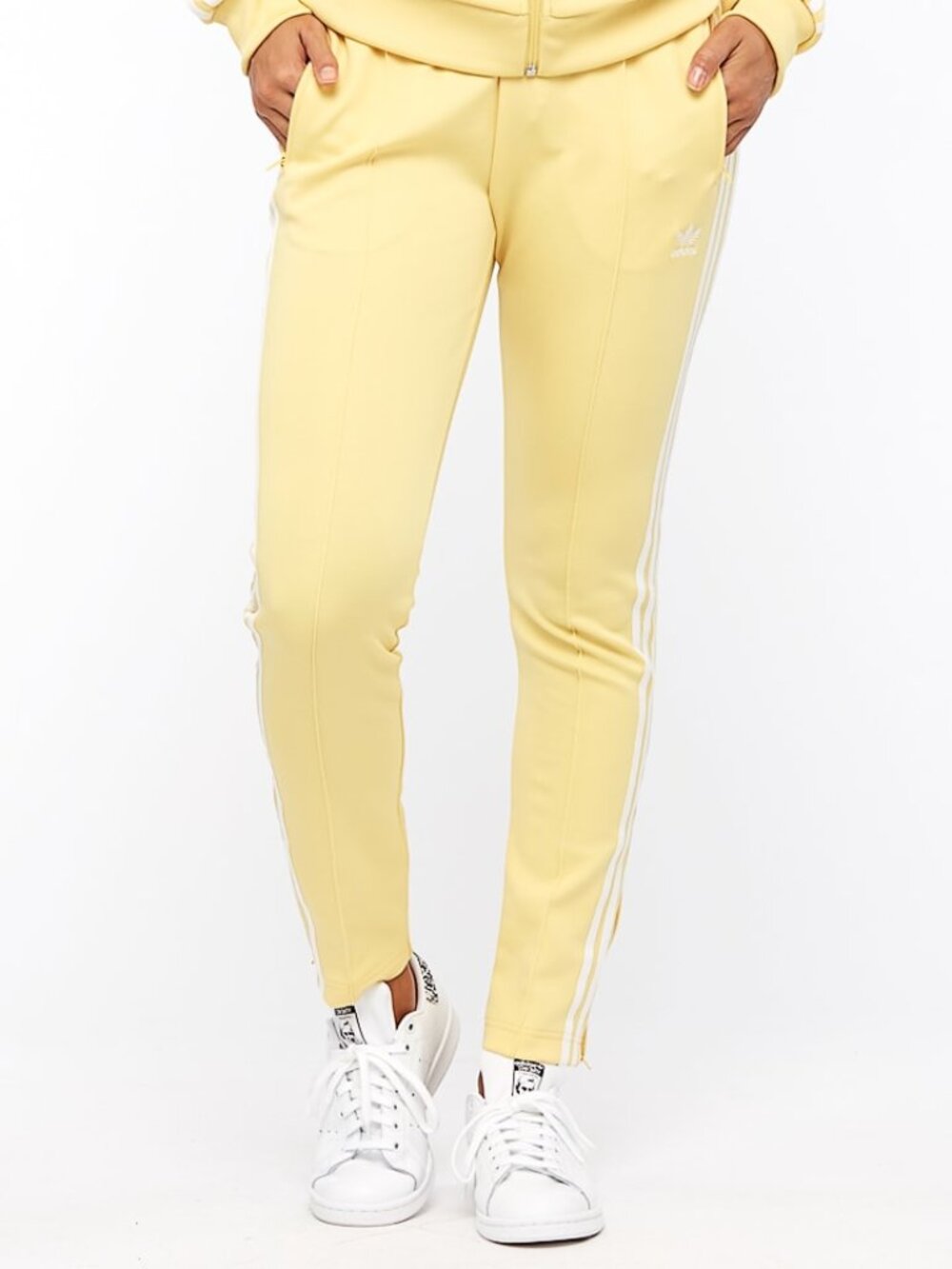 Adidas Originals SST Track Pants Women's M Lemon Yellow 3-Stripes Slim Fit